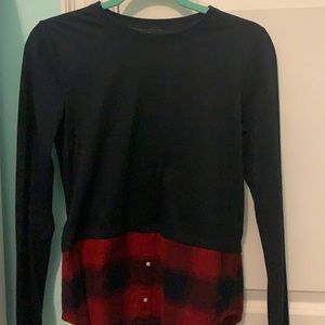 navy and plaid shirt